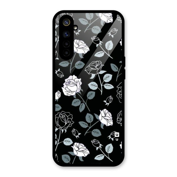 Black Artsy Bloom Glass Back Case for Realme 6