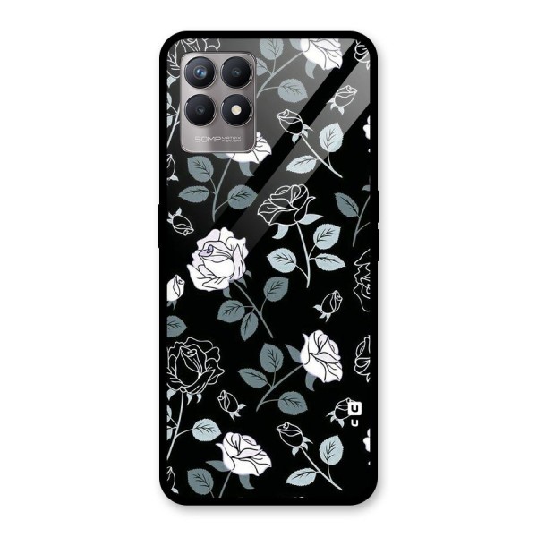 Black Artsy Bloom Glass Back Case for Realme 8i