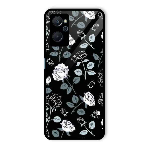 Black Artsy Bloom Glass Back Case for Realme 9i