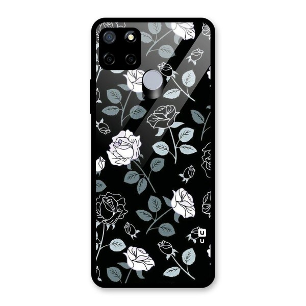 Black Artsy Bloom Glass Back Case for Realme C15