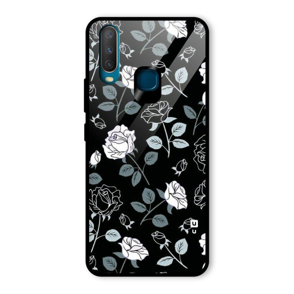 Black Artsy Bloom Glass Back Case for Vivo Y12