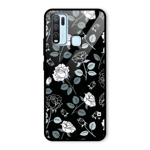 Black Artsy Bloom Glass Back Case for Vivo Y30