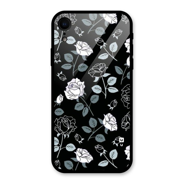 Black Artsy Bloom Glass Back Case for XR