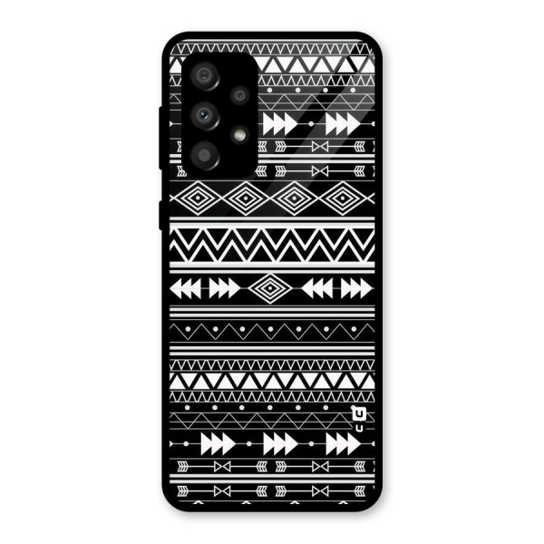 Black Aztec Creativity Glass Back Case for Galaxy A32