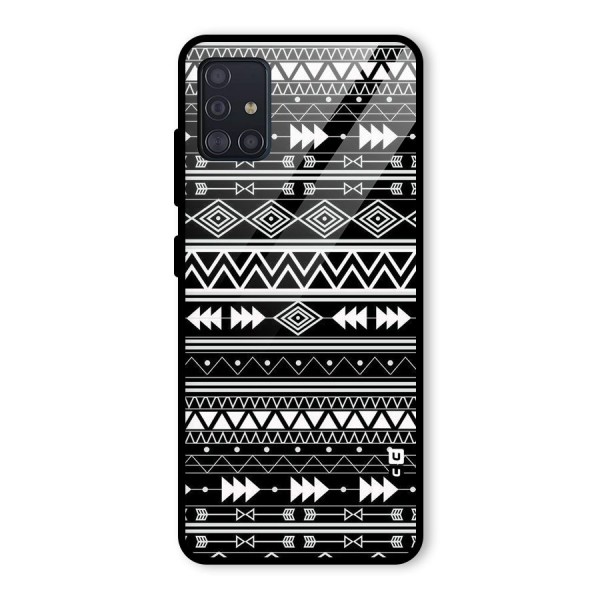 Black Aztec Creativity Glass Back Case for Galaxy A51