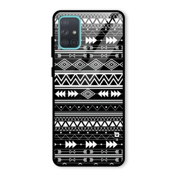 Black Aztec Creativity Glass Back Case for Galaxy A71