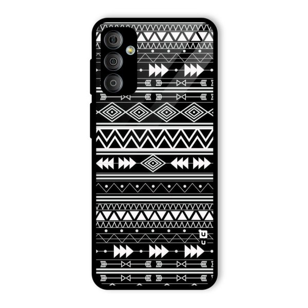 Black Aztec Creativity Glass Back Case for Galaxy F23