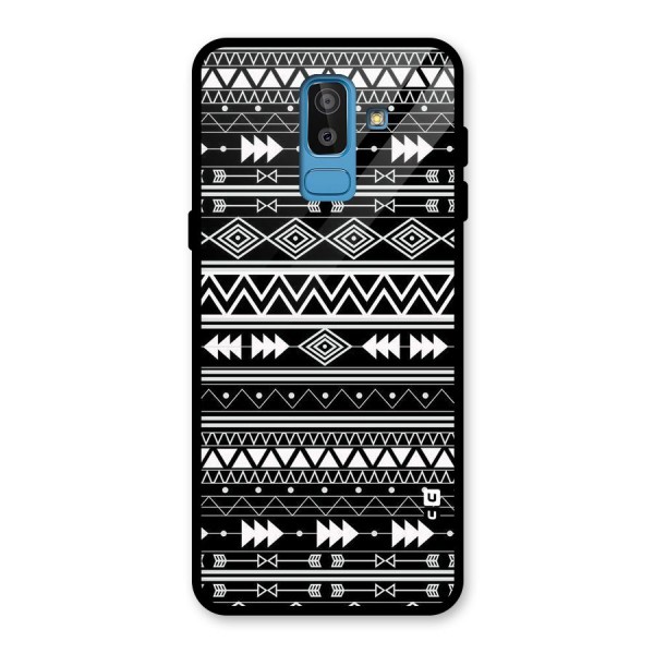 Black Aztec Creativity Glass Back Case for Galaxy J8