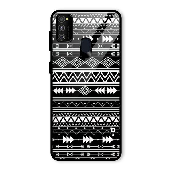 Black Aztec Creativity Glass Back Case for Galaxy M21