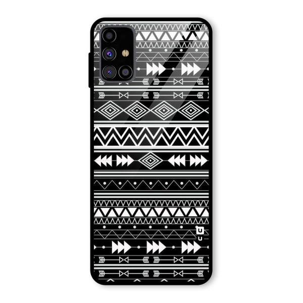 Black Aztec Creativity Glass Back Case for Galaxy M31s