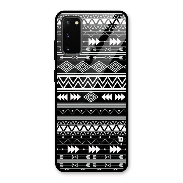 Black Aztec Creativity Glass Back Case for Galaxy S20