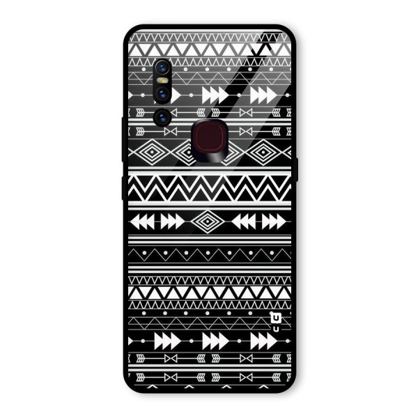 Black Aztec Creativity Glass Back Case for Vivo V15