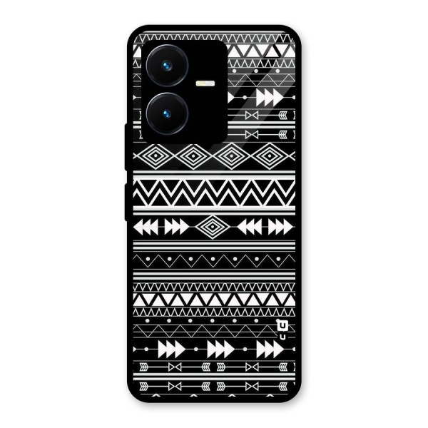 Black Aztec Creativity Glass Back Case for Vivo Y22