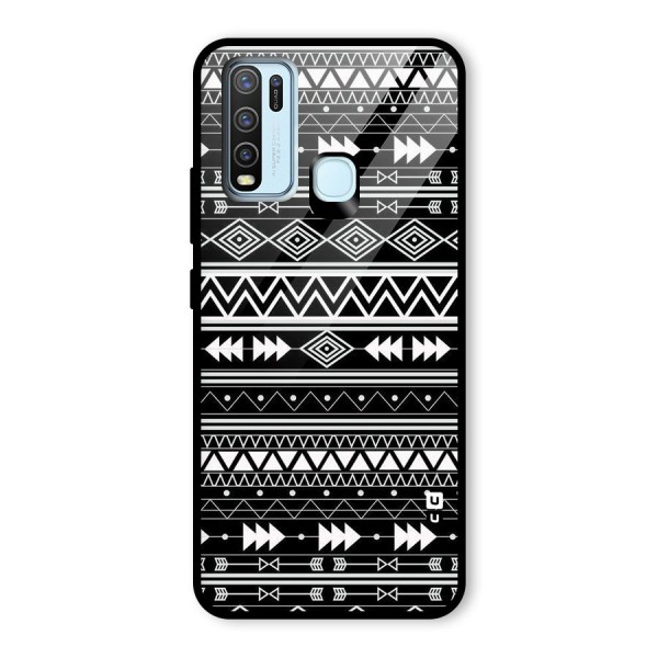 Black Aztec Creativity Glass Back Case for Vivo Y30