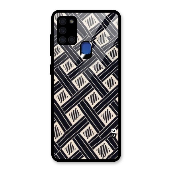 Black Beige Criscros Glass Back Case for Galaxy A21s