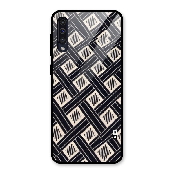 Black Beige Criscros Glass Back Case for Galaxy A50s