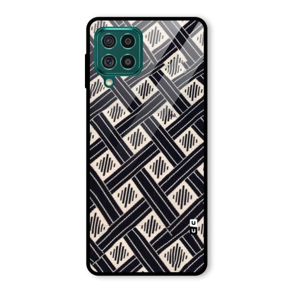 Black Beige Criscros Glass Back Case for Galaxy F62