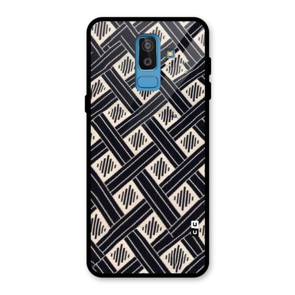 Black Beige Criscros Glass Back Case for Galaxy J8