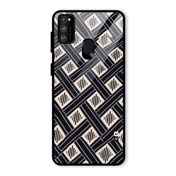 Black Beige Criscros Glass Back Case for Galaxy M21