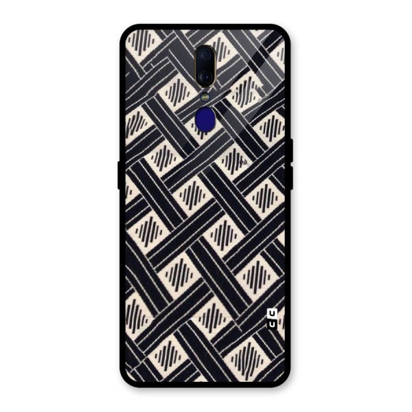 Black Beige Criscros Glass Back Case for Oppo F11