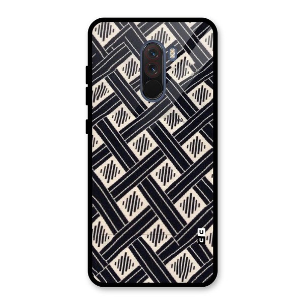 Black Beige Criscros Glass Back Case for Poco F1