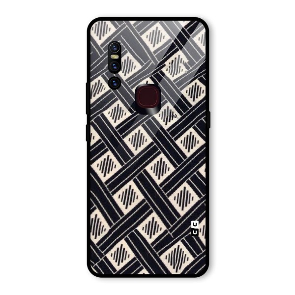 Black Beige Criscros Glass Back Case for Vivo V15