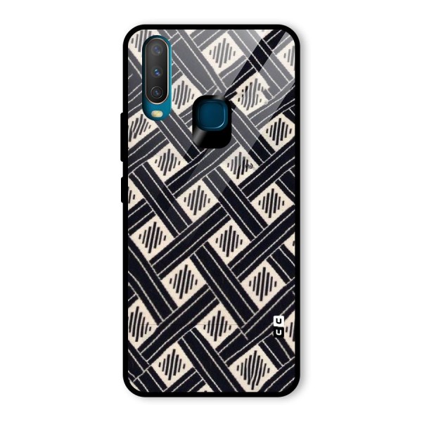 Black Beige Criscros Glass Back Case for Vivo Y15