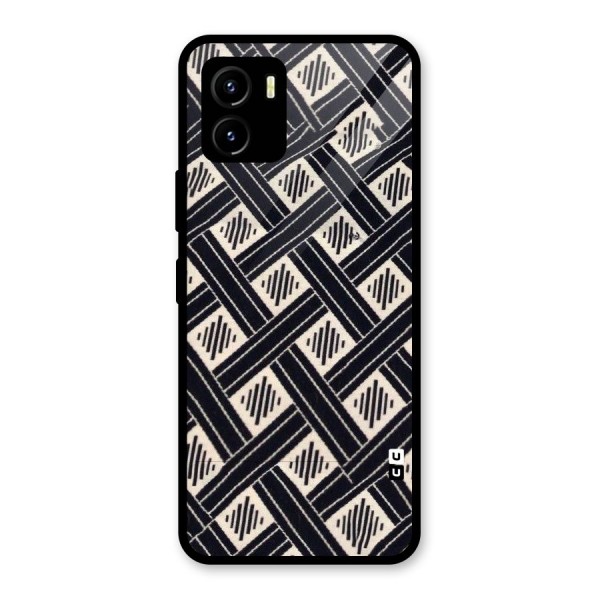 Black Beige Criscros Glass Back Case for Vivo Y15s