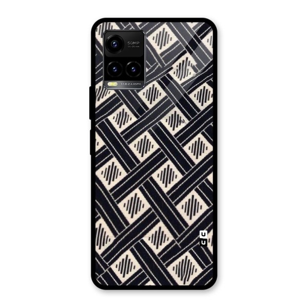 Black Beige Criscros Glass Back Case for Vivo Y21G