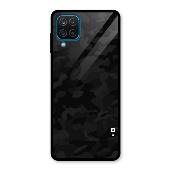 Black Camouflage Glass Back Case for Galaxy A12