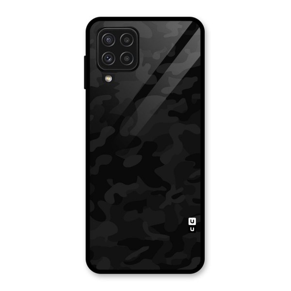 Black Camouflage Glass Back Case for Galaxy A22 4G