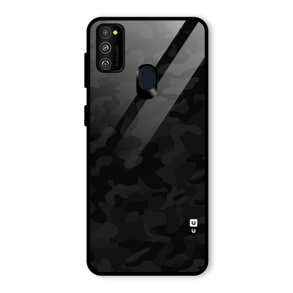 Black Camouflage Glass Back Case for Galaxy M30s