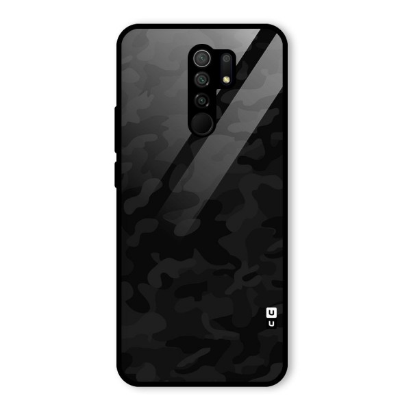Black Camouflage Glass Back Case for Redmi 9 Prime