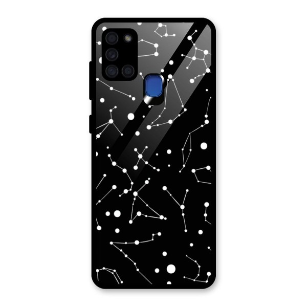 Black Constellation Pattern Glass Back Case for Galaxy A21s