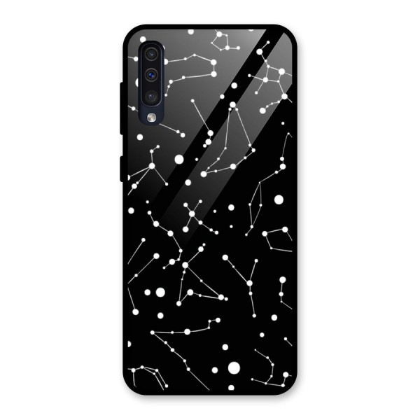 Black Constellation Pattern Glass Back Case for Galaxy A50s