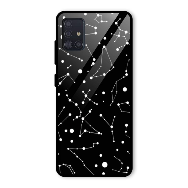 Black Constellation Pattern Glass Back Case for Galaxy A51