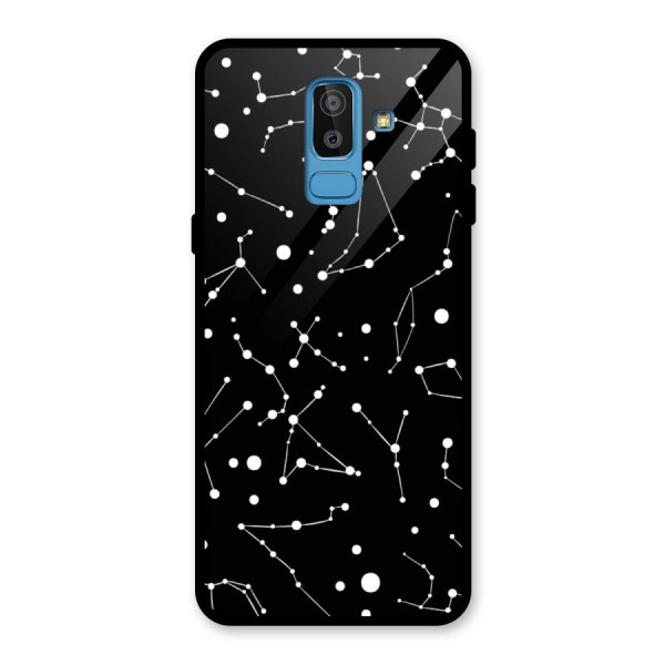 Black Constellation Pattern Glass Back Case for Galaxy J8