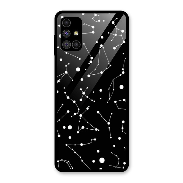 Black Constellation Pattern Glass Back Case for Galaxy M51