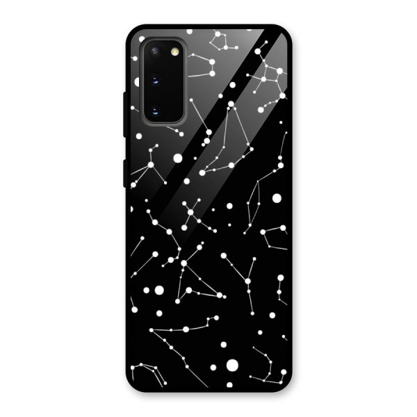 Black Constellation Pattern Glass Back Case for Galaxy S20