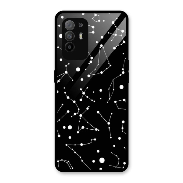 Black Constellation Pattern Glass Back Case for Oppo F19 Pro Plus 5G