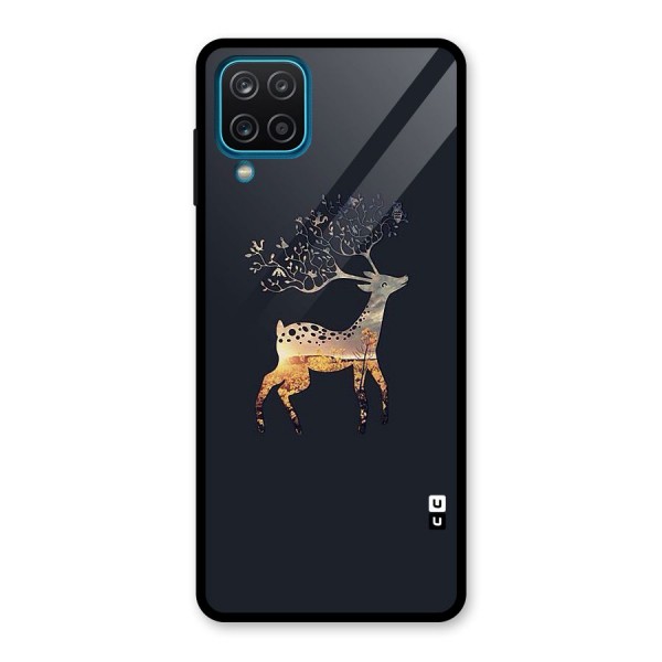 Black Deer Glass Back Case for Galaxy A12