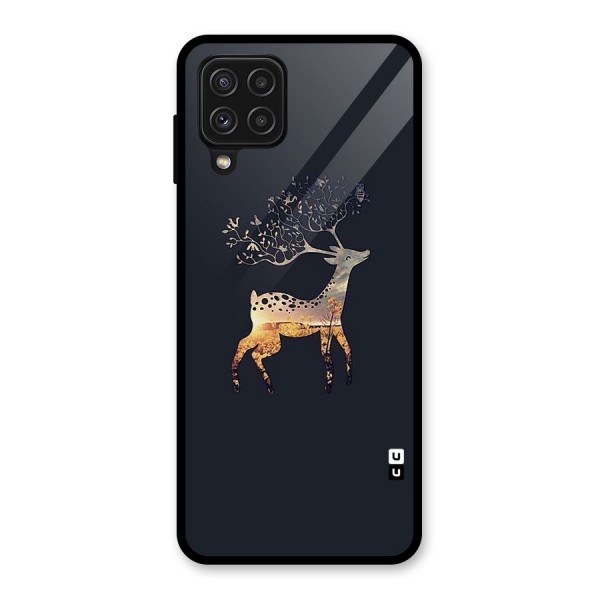 Black Deer Glass Back Case for Galaxy A22 4G