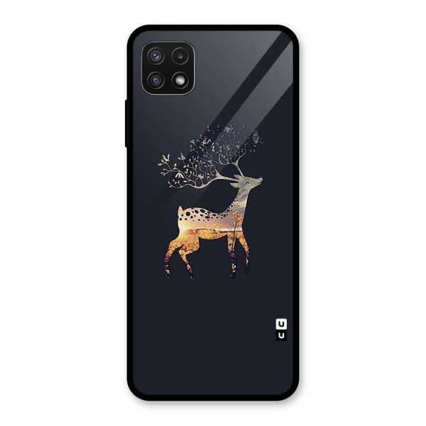 Black Deer Glass Back Case for Galaxy A22 5G