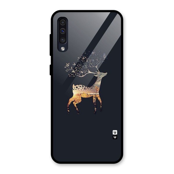 Black Deer Glass Back Case for Galaxy A50