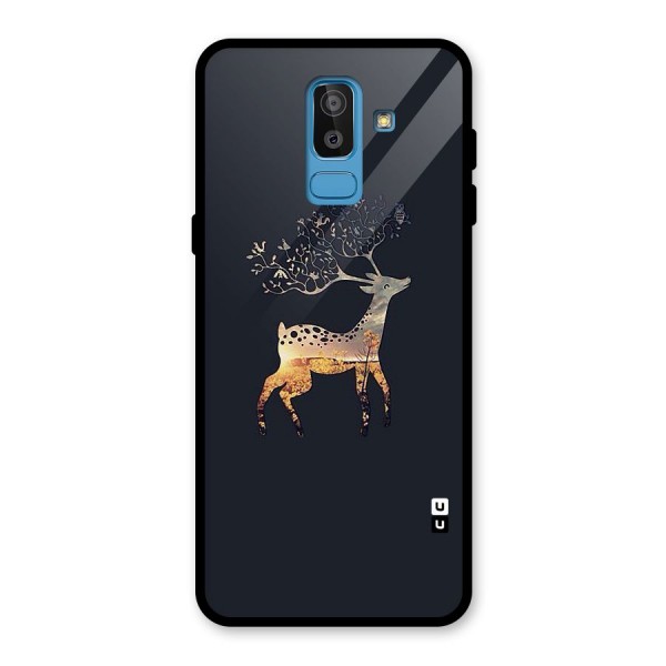 Black Deer Glass Back Case for Galaxy J8