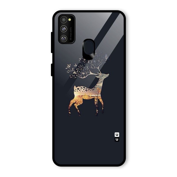 Black Deer Glass Back Case for Galaxy M30s