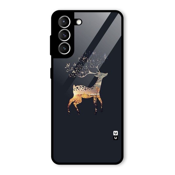 Black Deer Glass Back Case for Galaxy S21 5G