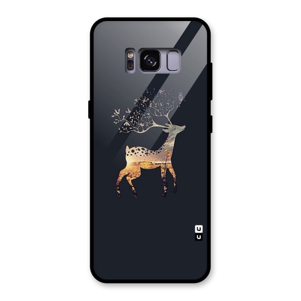 Black Deer Glass Back Case for Galaxy S8