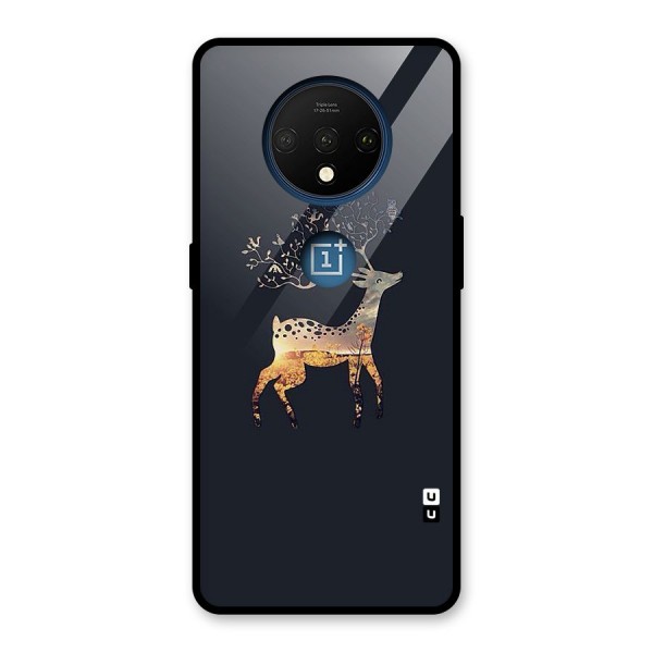 Black Deer Glass Back Case for OnePlus 7T