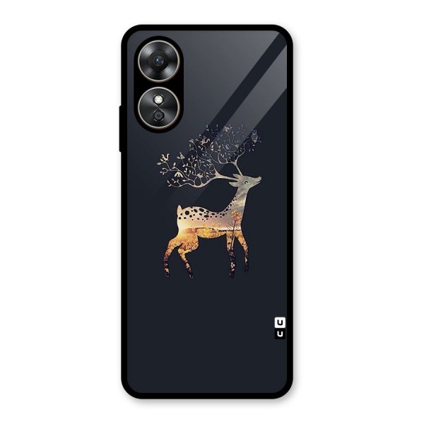 Black Deer Glass Back Case for Oppo A17